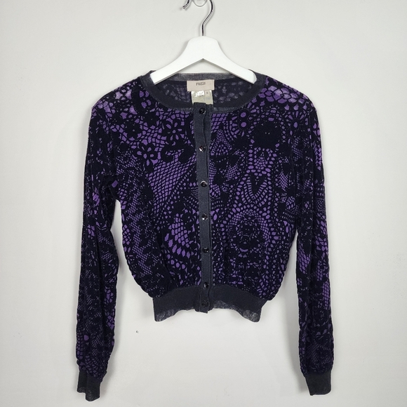 Jean Paul Gaultier Tops - Jean Paul Gaultier Fuzzi Purple Lace And Velvet Cardigan, Size S